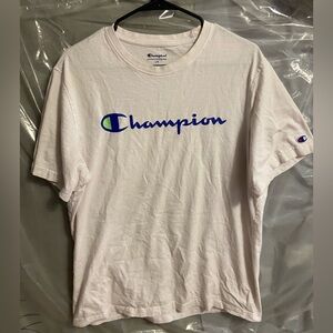 Champion White Tee with Blue Logo